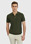Haki Polo Yaka Jakarlı Triko