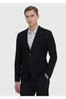 Siyah Düz Shirt Shoulder Slim Fit Pamuk Karışımlı Örme Ceket