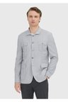 Açık Gri Düz Shirt Shoulder Slim Fit %100 Yün Ceket