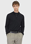 Siyah Yarım Balıkçı Yaka Düz Örgü Yün Karışımlı Triko Kazak
