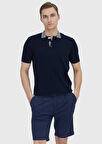 Lacivert Düz Polo Yaka %100 Pamuk T-Shirt