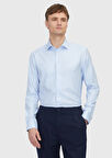 Açık Mavi Regular Fit Dokuma Klasik Pamuk Karışımlı Gömlek