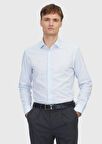 Açık Mavi Regular Fit Dokuma Klasik Pamuk Karışımlı Gömlek