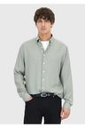 Haki Casual Fit Dokuma Casual Pamuk Karışımlı Gömlek