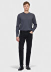 Antrasit Düz Slim Fit Denim Pamuk Karışımlı Pantolon
