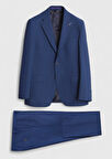 Lacivert Düz Zeroweight Slim Fit Yün Karışımlı Takım Elbise