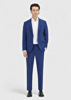 Mavi Çizgili Zeroweight Slim Fit Yün Karışımlı Takım Elbise