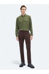 Koyu Kahve Dokuma Regular Fit Casual Pamuk Karışımlı Pantolon
