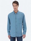 Koyu Mint Fitilli Oversize Fit Dokuma Casual Gömlek