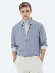 Mavi Desenli Regular Fit Dokuma Casual Gömlek