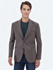 Vizon Çizgili Modern Fit %100 Pamuk Ceket
