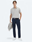 Lacivert Dokuma Slim Fit Casual Pantolon