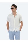 Ekru Desenli Regular Fit Casual Gömlek