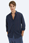 Kip Erkek Çizgili Regular Fit Dokuma Casual Pamuk Karışımlı Gömlek GM-5776 Lacivert