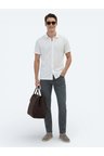 Beyaz Desenli Regular Fit Casual %100 Pamuk Gömlek