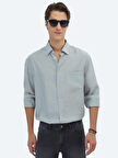 Gri Düz Oversize Fit Dokuma Casual Gömlek