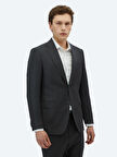 Antrasit Düz Modern Fit Yün Karışımlı Takım Elbise