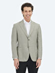 Haki Düz Modern Fit Yün Karışımlı Ceket
