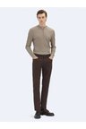 Kahverengi Dokuma Regular Fit Casual Pamuk Karışımlı Pantolon