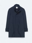 Lacivert Oversize Fit Kruvaze Yaka Casual Dokuma Pardesü