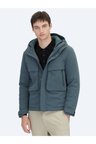 Haki Regular Fit Kapüşonlu Casual Dokuma Mont