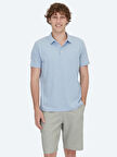Açık Mavi Polo Yaka Pamuk Karışımlı T-Shirt