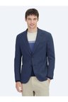 Koyu Lacivert Çizgili Modern Fit Ceket