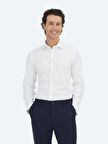 Beyaz Düz Slim Fit Dokuma Klasik %100 Pamuk Gömlek