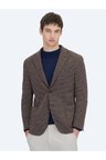 Lacivert Desenli Modern Fit Pamuk Karışımlı Örme Ceket