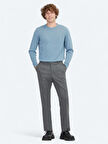 Gri Düz Dokuma Fitted Fit Klasik Pantolon