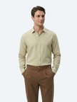 Yağ Yeşili Regular Fit Dokuma Casual %100 Pamuk Gömlek