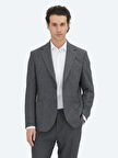Gri Mikro Modern Fit %100 Yün Ceket