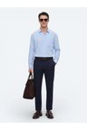 Lacivert Düz Dokuma Regular Fit Casual Pamuk Karışımlı Pantolon