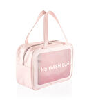 Şeffaf Seyahat Makyaj Organizeri Kozmetik Çantası - Açık Pembe Large
