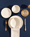 Madame Coco Madelyn Altın Yaldızlı 6 Kişilik 24 Parça Yemek Takımı - Beyaz/Gold