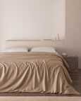 Ciel King Size %100 Pamuk Saten Nevresim - Bej