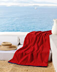 Tortuet %100 Pamuk Plaj Havlusu - Kırmızı - 70x150 cm