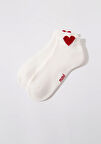 Kalp Detaylı Beyaz Patik Çorap 1912797-21649