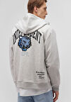 Sırt Baskılı Kapüşonlu Gri Sweatshirt 0S10174-82498