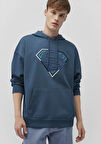 Superman Baskılı Mavi Sweatshirt 0S10189-70764