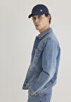 Drake Classic Denim Puslu Indigo Mavi Jean Ceket 010143-89136
