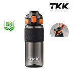 Tkk T1025 Çift Kullanım Pipetli/Rahat İçim Siyah Tritan Matara 600ml