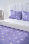 Mor Papatyalı Tek Kişilik Nevresim Takımı Pamuklu