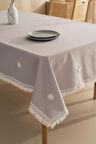 Silvio Gri Güpür Çiçekli Masa Örtüsü 160x220 cm