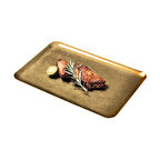 Açık Büfe Retro Sunum Tabağı Altın 30*20 Cm