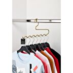 Gold 10'lu Dolap İçi Zigzag Askı, Pantolon, Şal, Eşarp, Kemer Düzenleyici Askı-Metal Paslanmaz