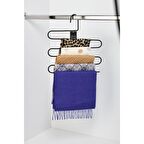 Siyah Dolap İçi 5 Katlı Pantolon Elbise, Şal, Eşarp, Askısı, Çoklu Gardrop Askılığı-Metal Paslanmaz