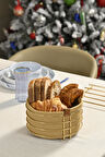 Altın Yuvarlak Ekmek Sepeti Şık,Ekmeklik Kahve Hasır Örmeli Makrome-Çok Amaçlı Metal Paslanmaz