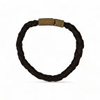 Kara Gökyüzü Siyah Deri Örgü Bileklik