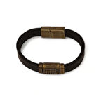 Stil Metal Aksesuarlı Siyah Deri Bileklik